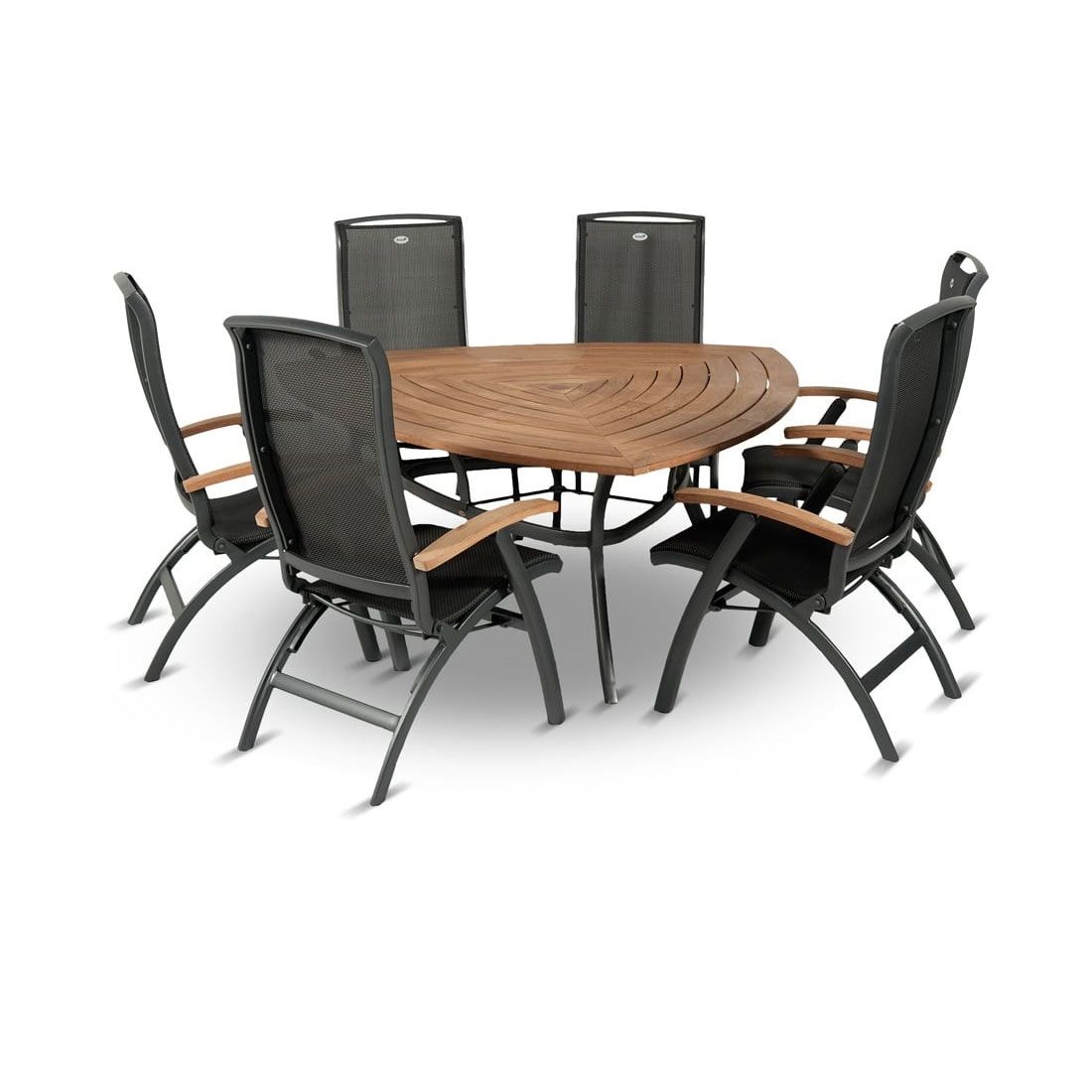 Klappstol ute Da Vinci aluminium/textilen med teak sideprofil
