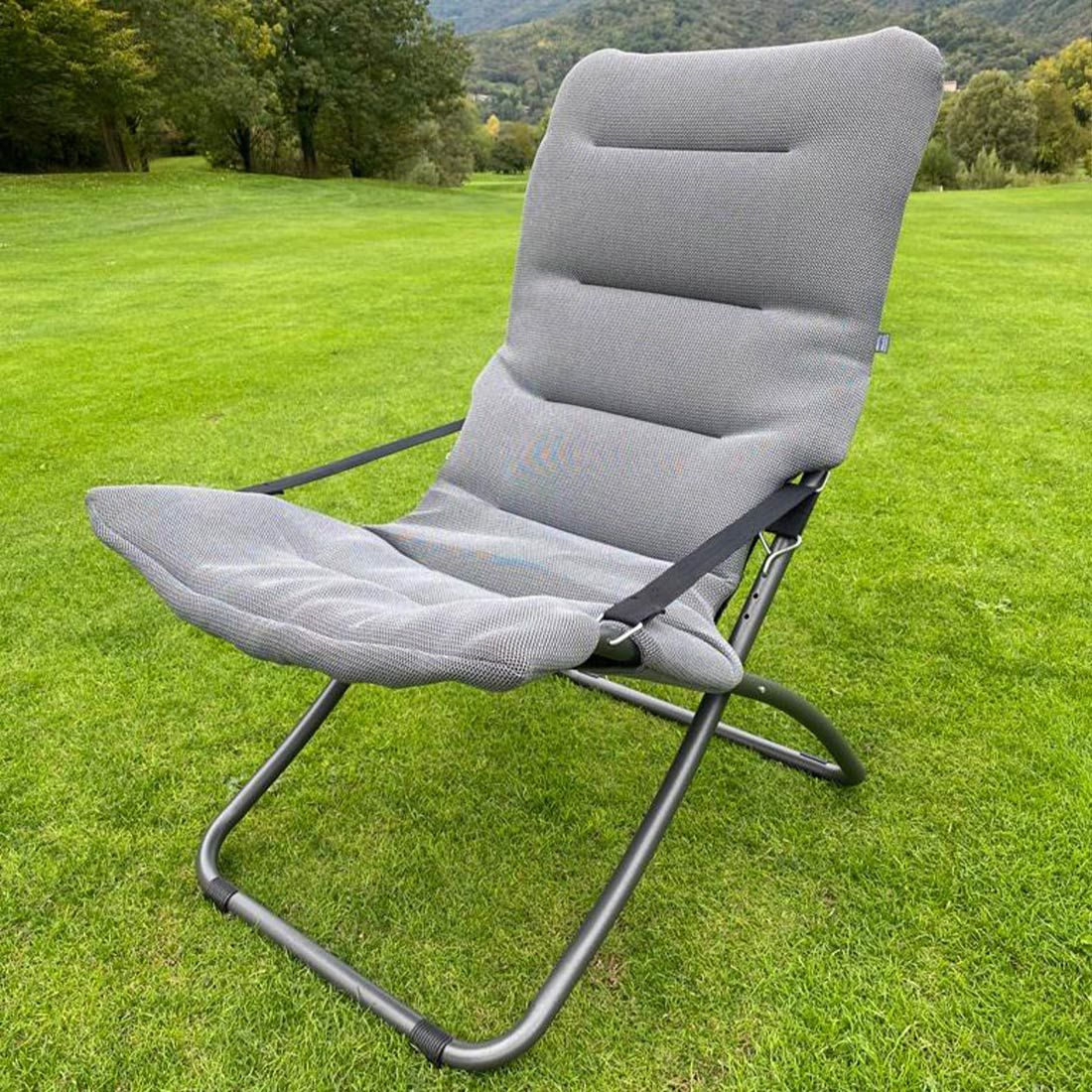 Detalj av materiale på Klappstol ute Fiesta Sky Dream aluminium/3D mesh