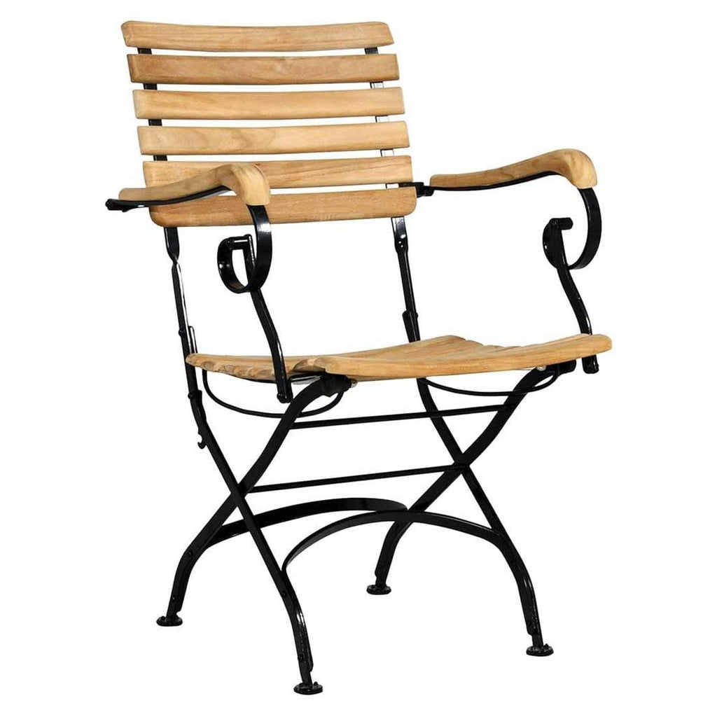 Klappstol ute Florence med armlener stål/teak 60 cm forfra