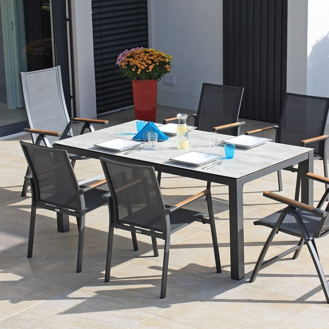 Klappstol ute Fly aluminium/textilen regulerbar rygg - Zebra detalj av stoff og ramme