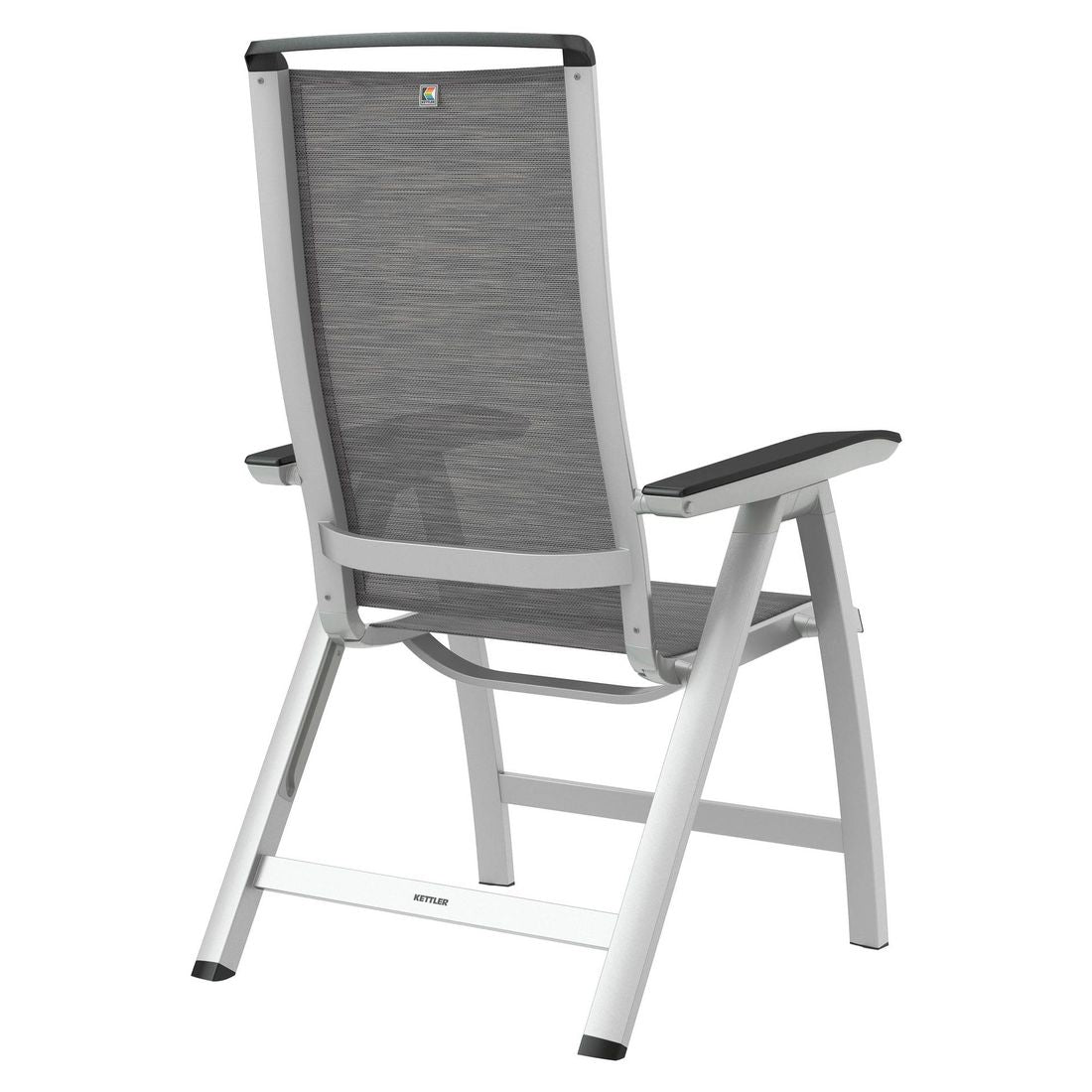 Klappstol ute Forma II aluminium/textilen armstøtte detalj