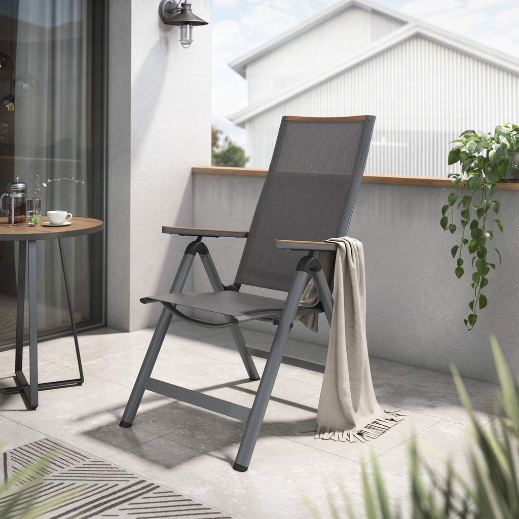 Klappstol ute Jacob aluminium/textilen regulerbar rygg - OUTLIV bakside