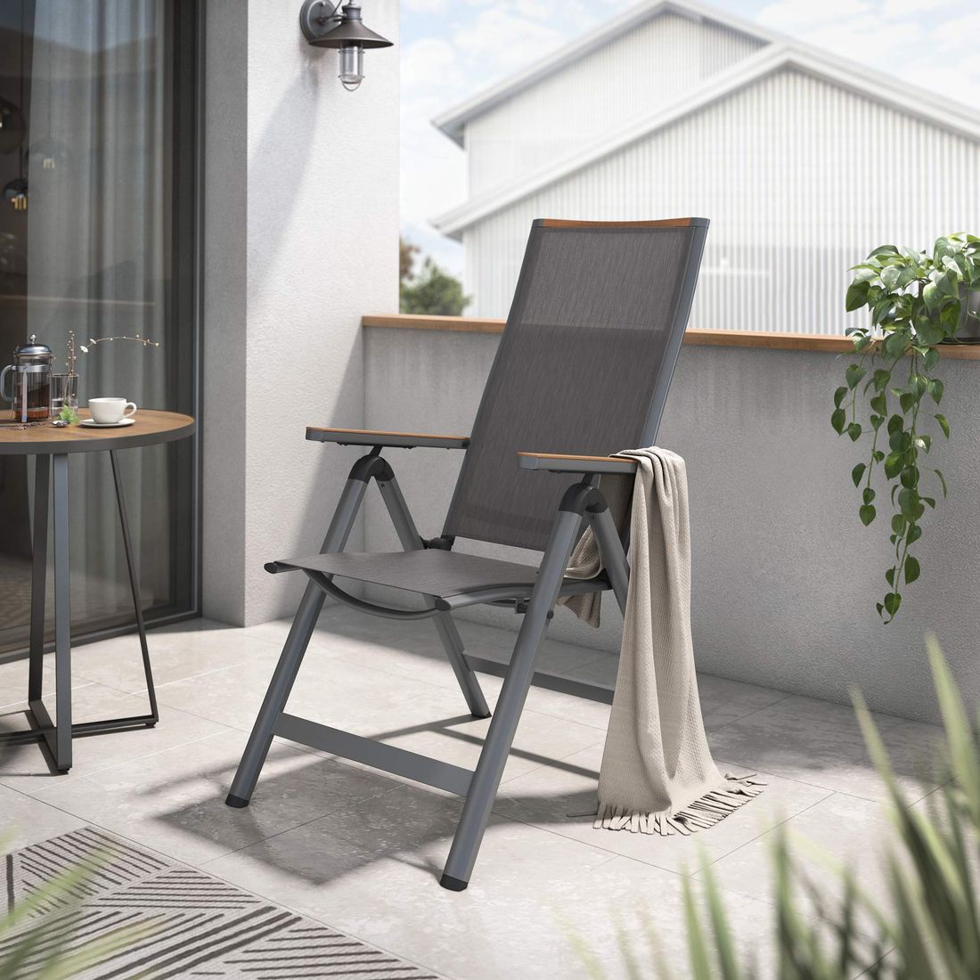 Klappstol ute Jacob aluminium/textilen regulerbar rygg - OUTLIV bakside
