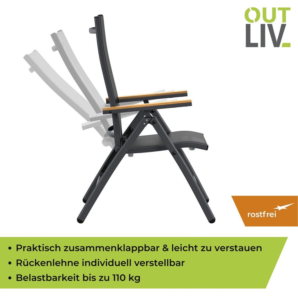 Klappstol ute Kobe aluminium/textilen - OUTLIV plassbesparende design