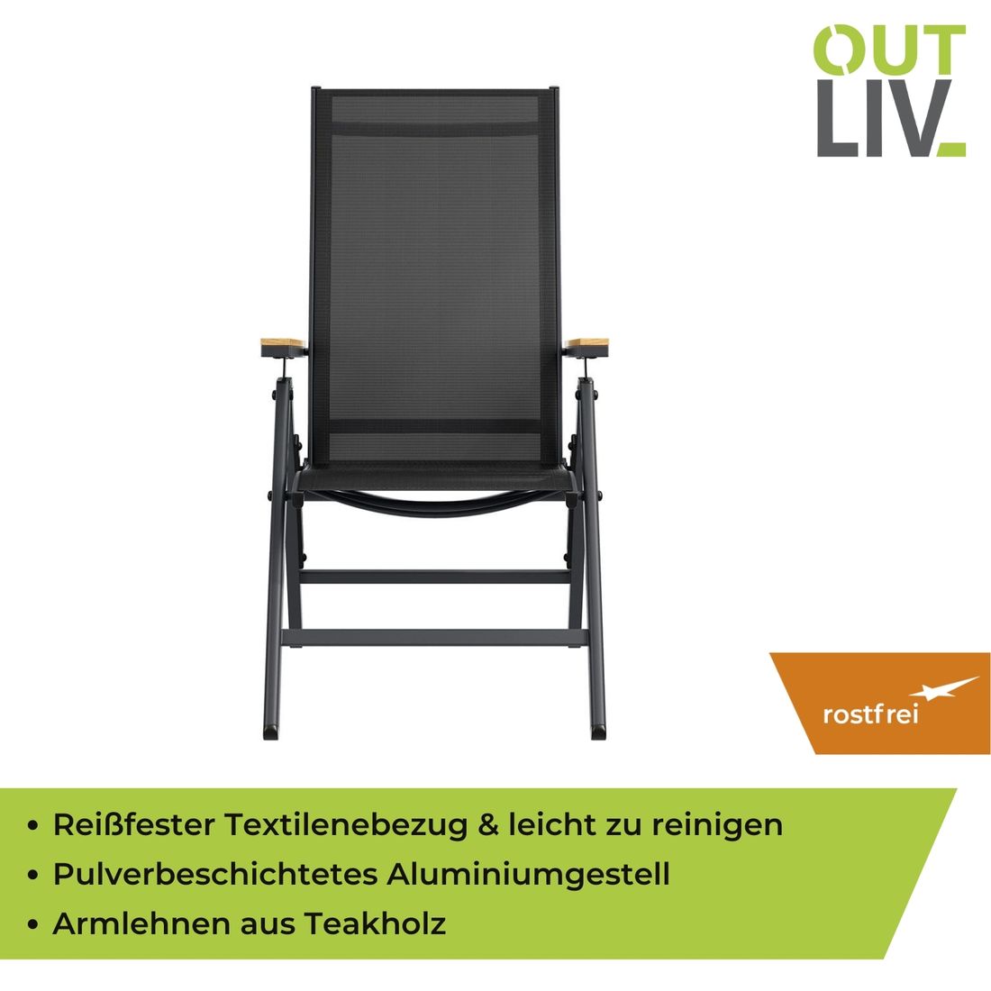 Klappstol ute Kobe aluminium/textilen - OUTLIV i hage