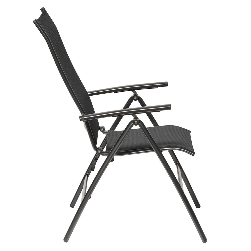 Montert Klappstol ute Legato Curve aluminium/textilen antrasitt - Kettler på terrasse