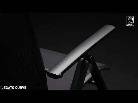 Klappstol ute Legato Curve aluminium tekstilen forfra