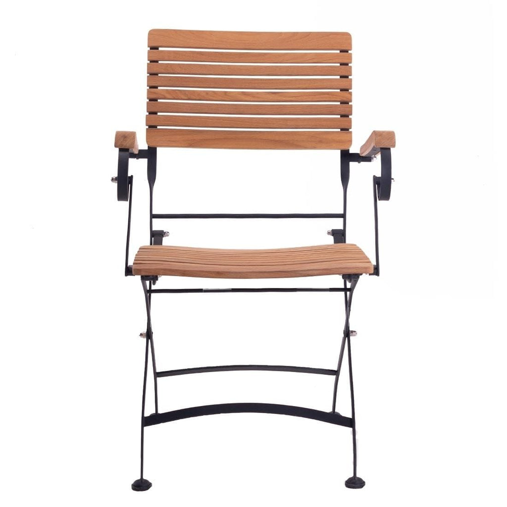 Klappstol ute Lindau med armlener stål/teak bakside