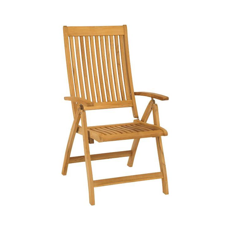 Klappstol ute Malaga teak 60x72 cm regulerbar rygg foran