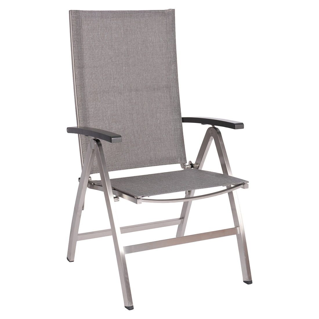 Klappstol ute Mika høyrygg rustfritt stål/textilen front