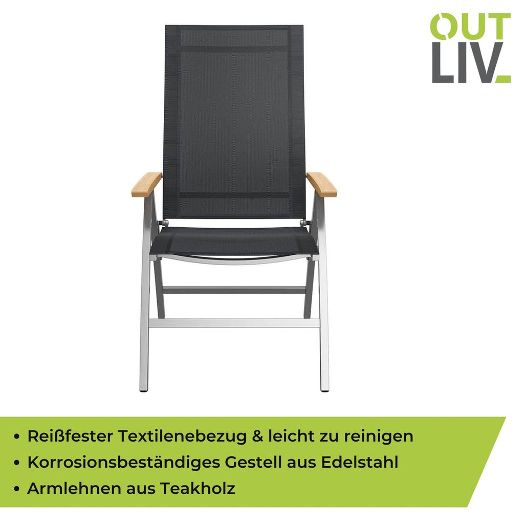 Klappstol ute Oviedo rustfritt stål/textilen 61x55 cm - OUTLIV.