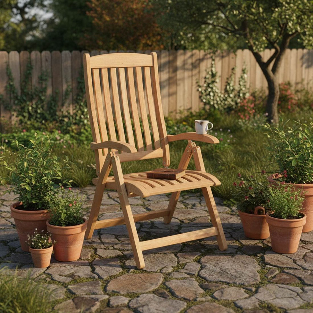 Klappstol ute Takoma regulerbar teak 57x67 cm bakside