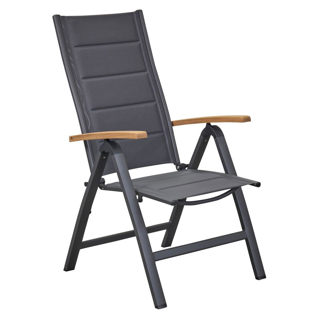 Klappstol ute Unicamo aluminium/textilen regulerbar rygg forfra