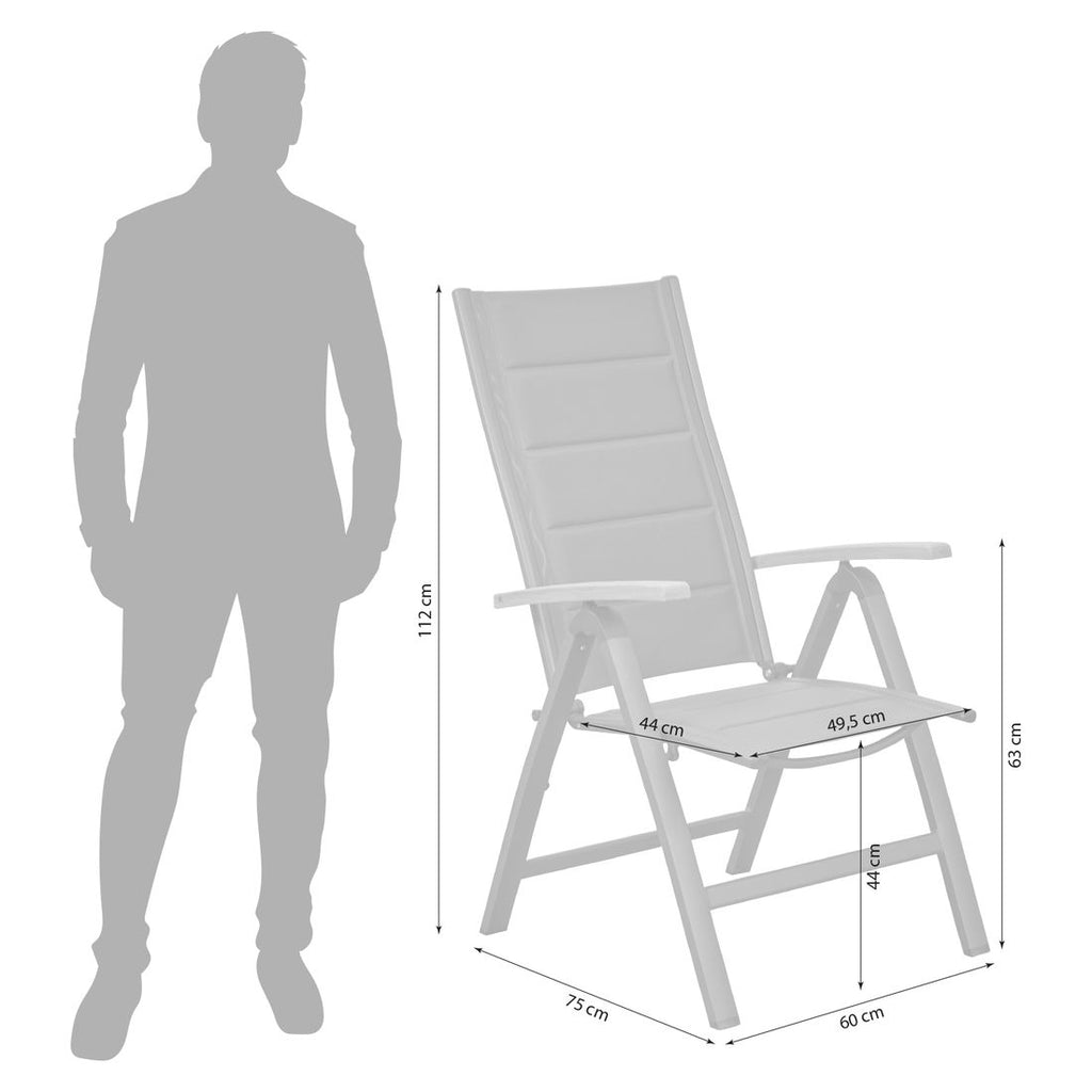 Detalj av tekstilene sitteflate på Klappstol ute Unicamo