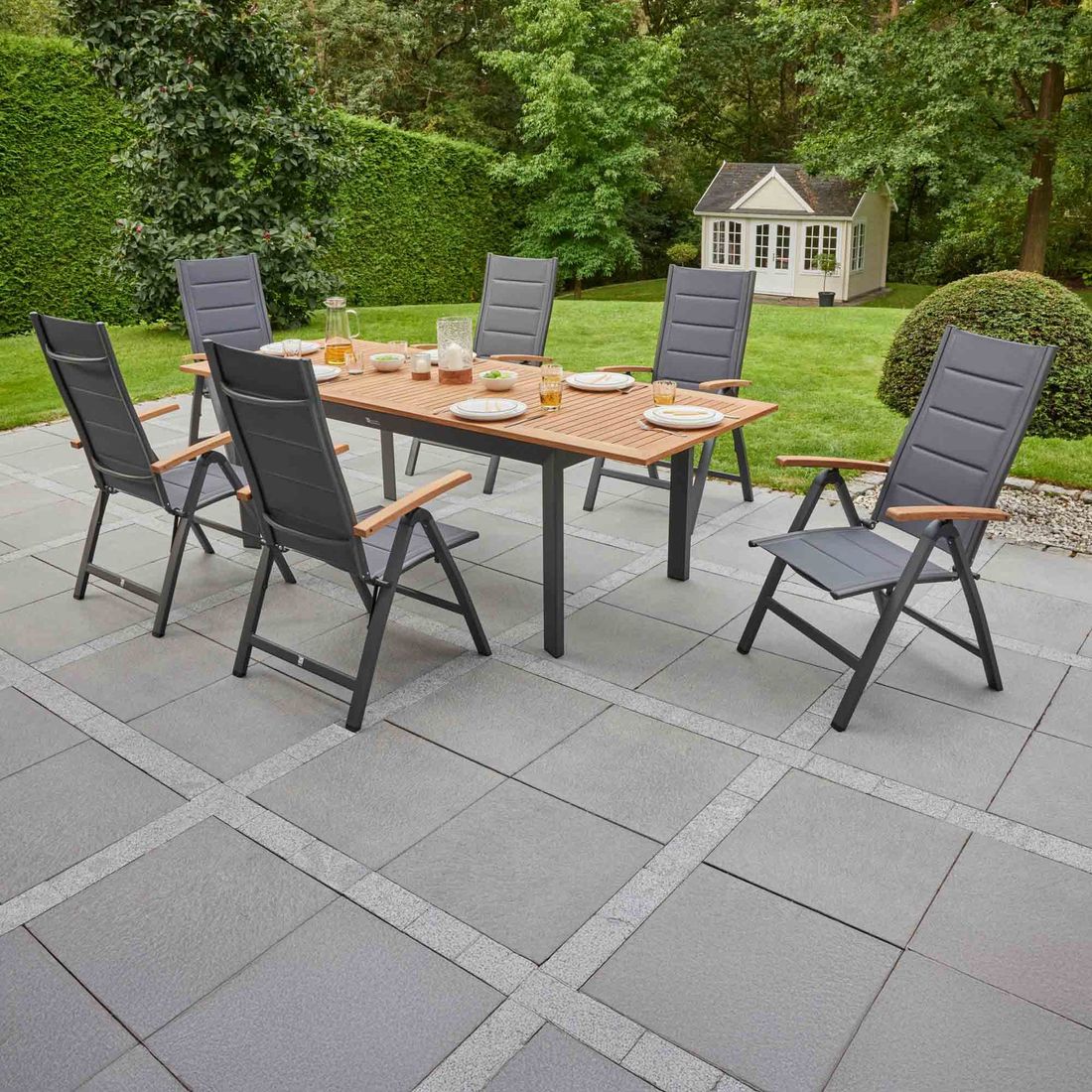 Klappstol ute Unicamo aluminium/textilen vist fra skrått