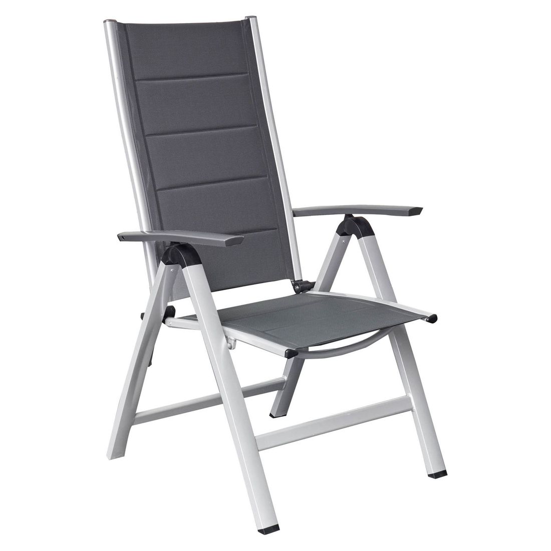 Klappstol ute Unicamo aluminium/textilen regulerbar rygg forfra