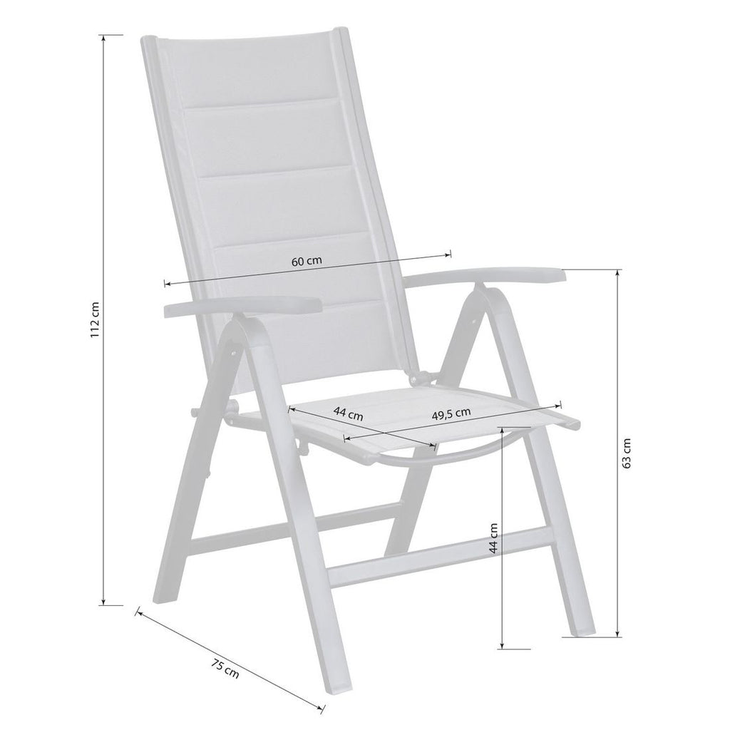Detalj av tekstilene sitteflate på Klappstol ute Unicamo