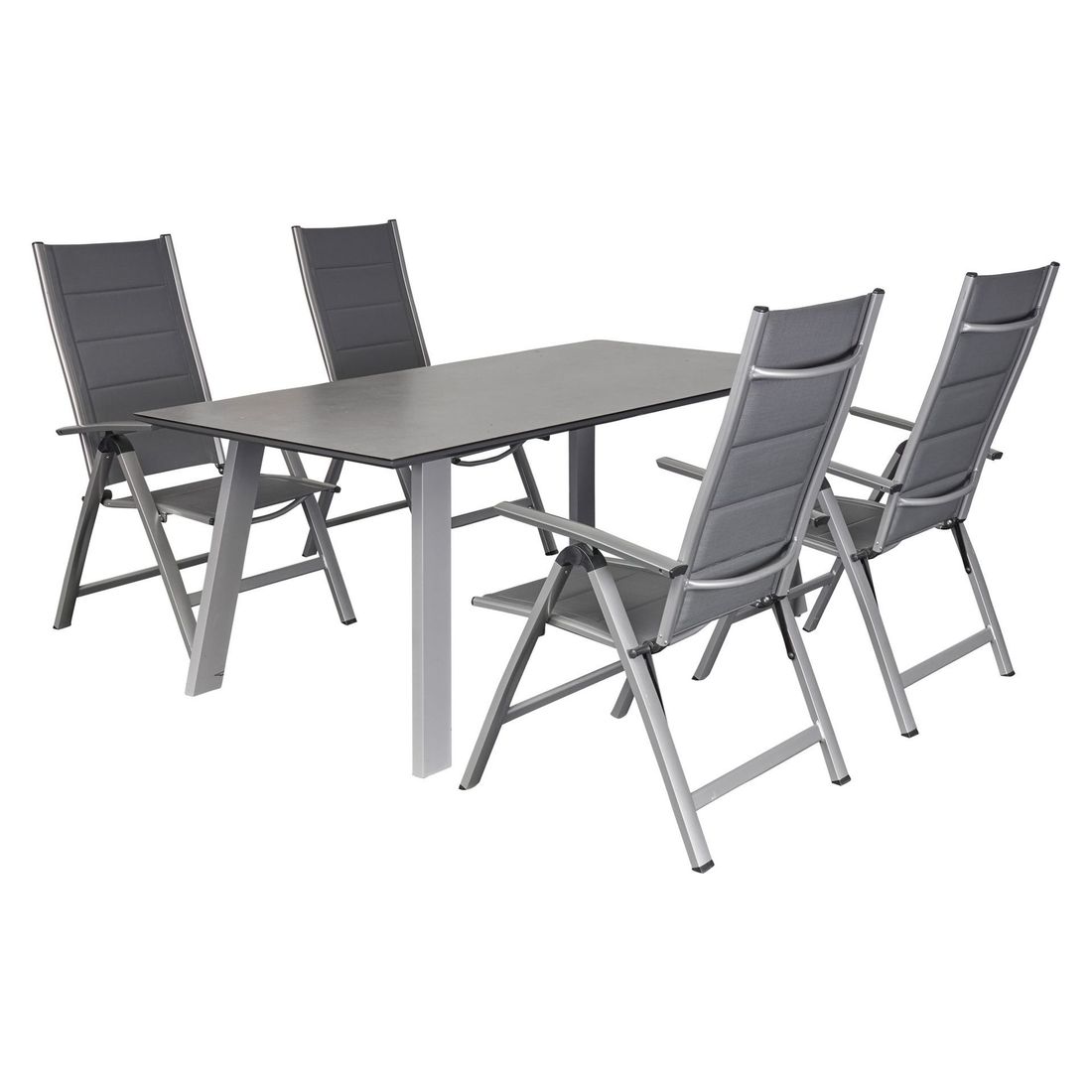 Sideprofil av Klappstol ute Unicamo aluminium/textilen
