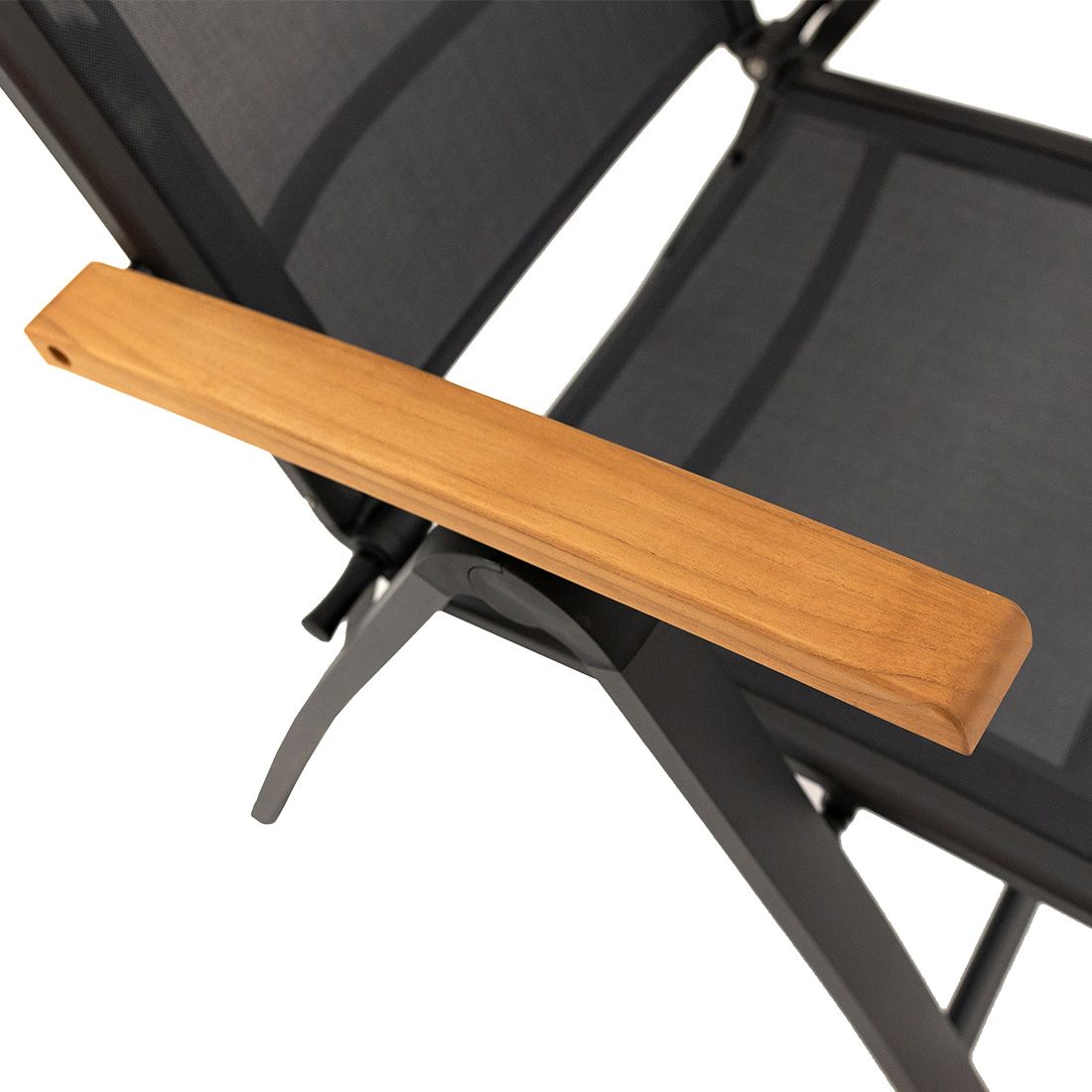 Sideprofil av klappstol ute Unicamo aluminium/textilen - LC Garden