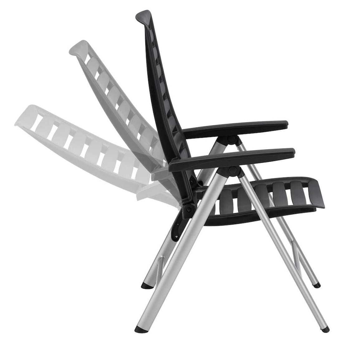 Klappstol ute Wave aluminium/plast antrasitt på terrasse
