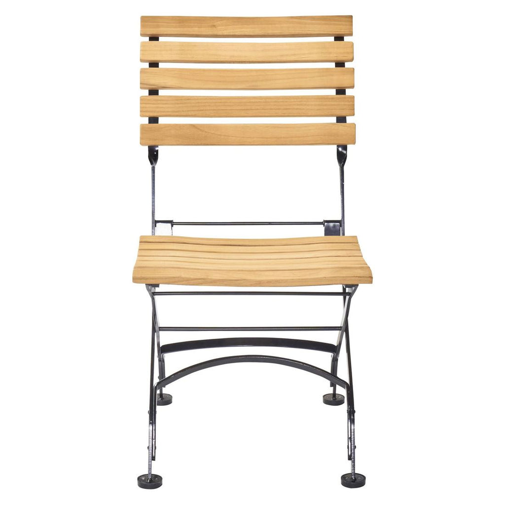 Detalj av teak sitteflate på Klappstol ute Wimbledon stål/teak