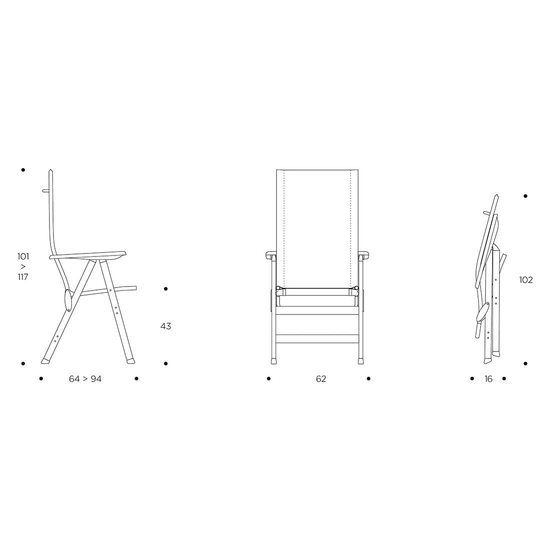 Klappstol ute Zen It aluminium/Be Comfort 62 cm - Lafuma bakside