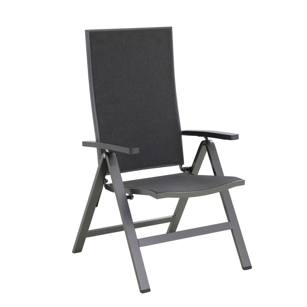 Klappstol ute Verona aluminium/textilen regulerbar rygg forfra