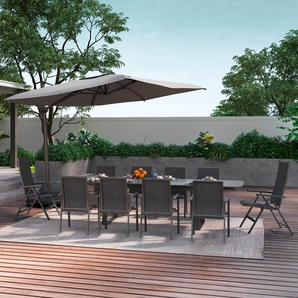 Klappstol ute Verona aluminium/textilen regulerbar rygg montert på terrasse