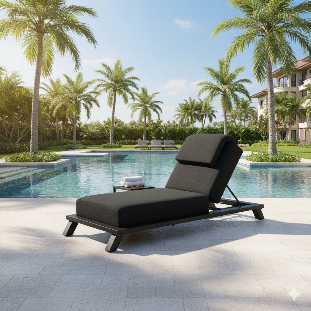 Komfort-liggestol Alea aluminium/Sunbrella 90x210 cm forfra