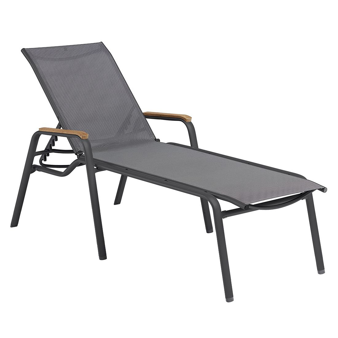 Komfort-liggestol Cirrus Silver-Line aluminium/textilen forfra