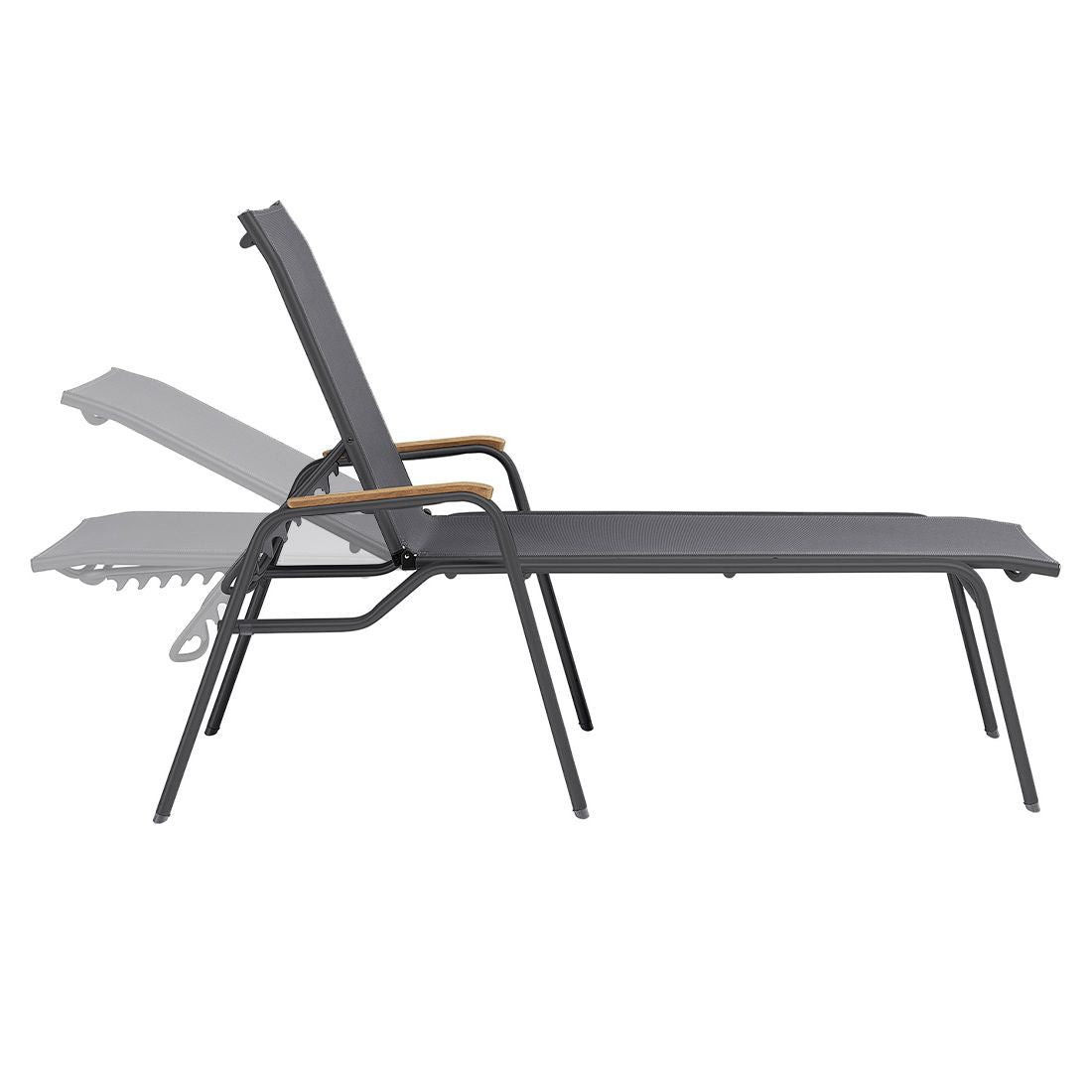 Komfort-liggestol Cirrus Silver-Line aluminium/textilen bakside