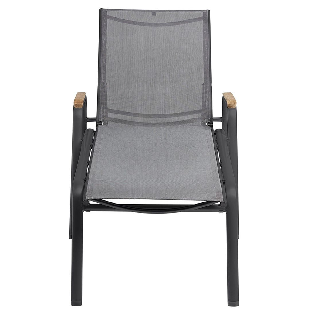 Detalj av Komfort-liggestol Cirrus Silver-Line aluminium/textilen stoff