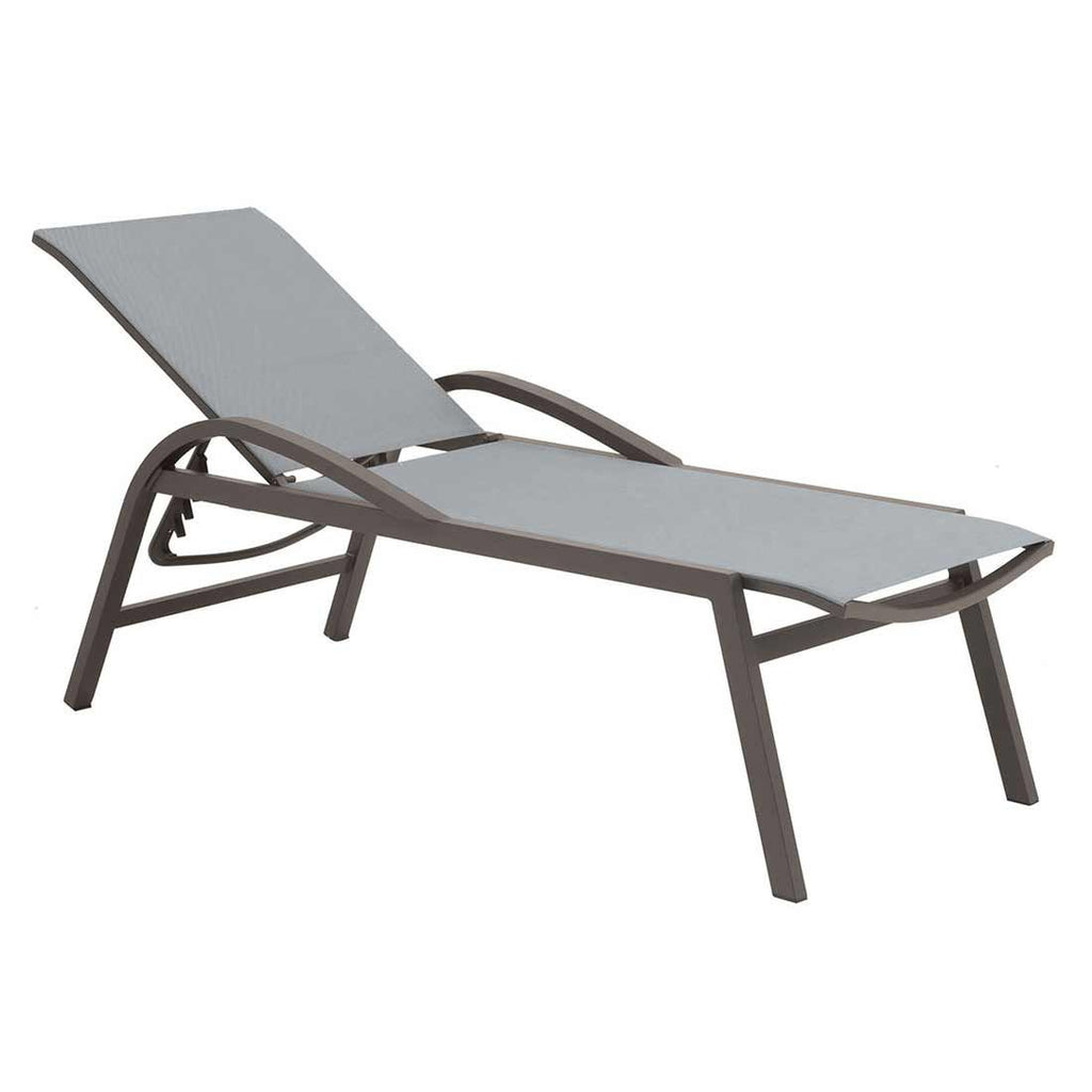 Komfort-liggestol Milos aluminium/textilen 195 cm forfra