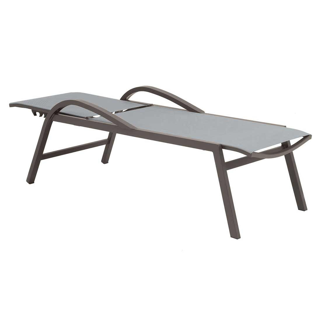 Komfort-liggestol Milos aluminium/textilen 195 cm bakside