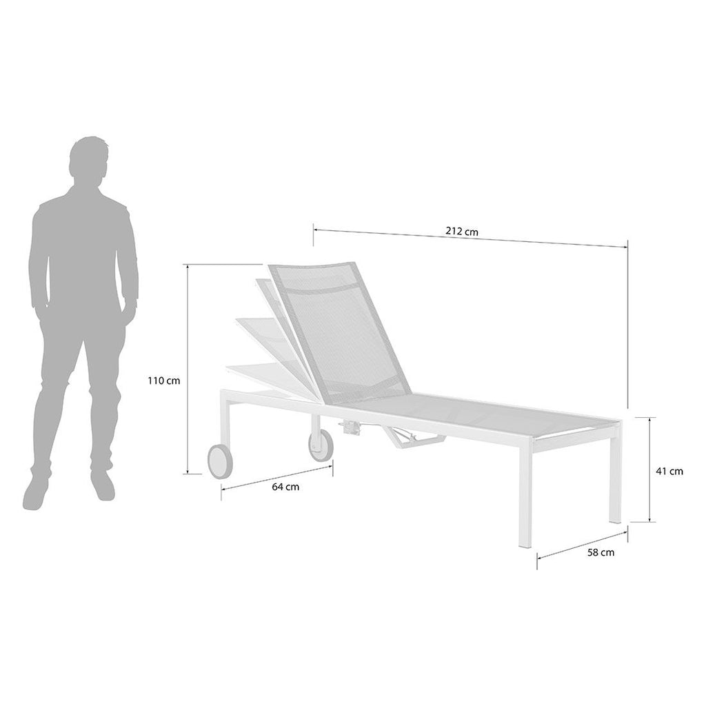 Komfort-liggestol Oviedo rustfritt stål/textilen 212 cm - OUTLIV.