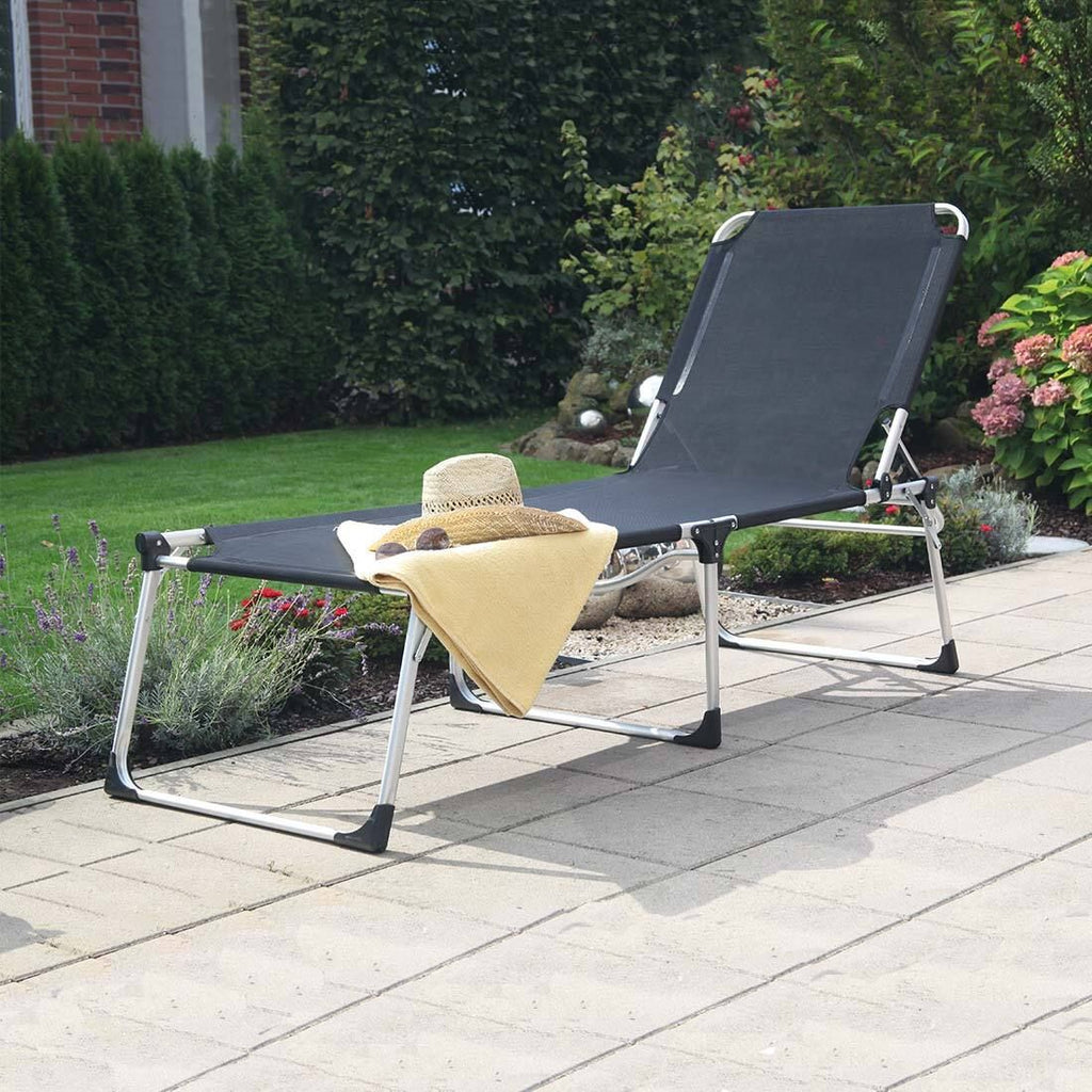 Justerbar ryggstøtte på Komfort-liggestol Sole aluminium/textilen