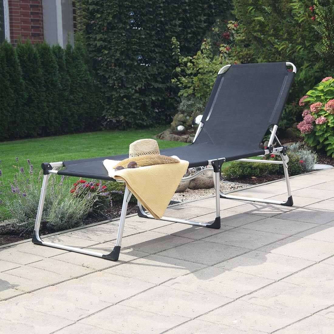 Justerbar ryggstøtte på Komfort-liggestol Sole aluminium/textilen
