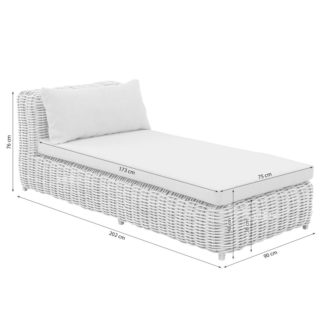 Komfort-liggestol Versailles polyrotting flettverk 90x202 cm detalj flettverk