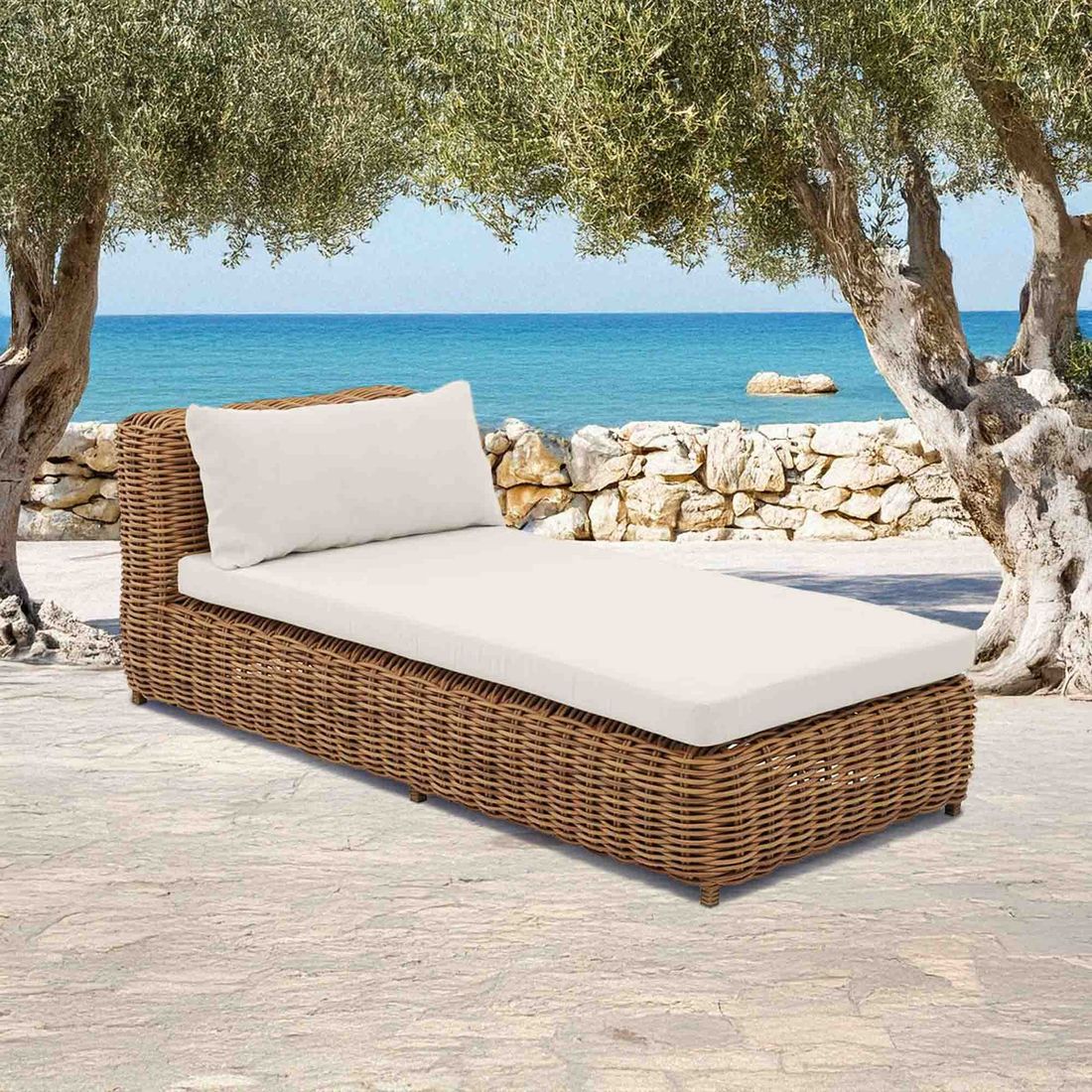 Komfort-liggestol Versailles polyrotting flettverk 90x202 cm forfra