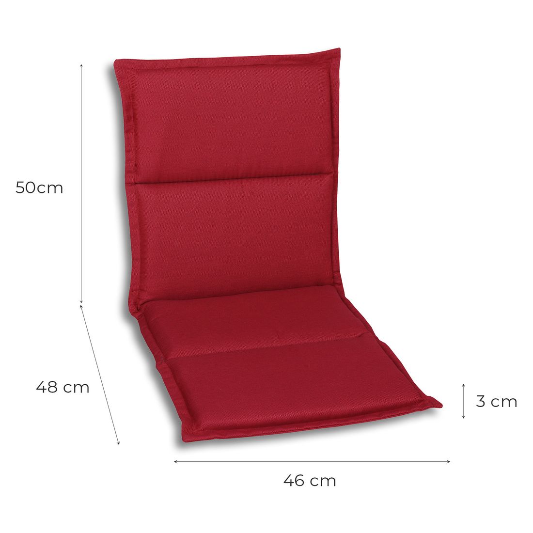 Lavrygg stolpute 46x98 cm polyester rød - GO-DE bakside