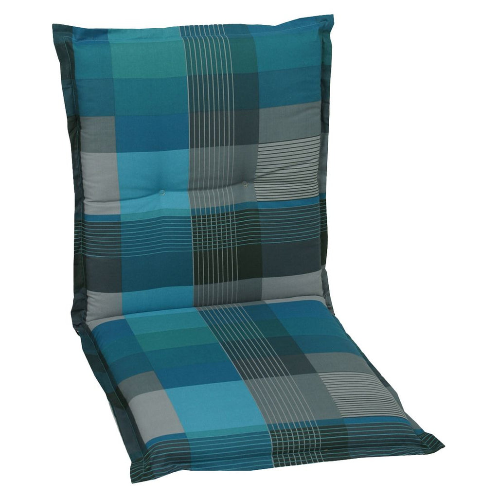 Lavrygg stolpute 50x100 cm blandet stoff blå forfra