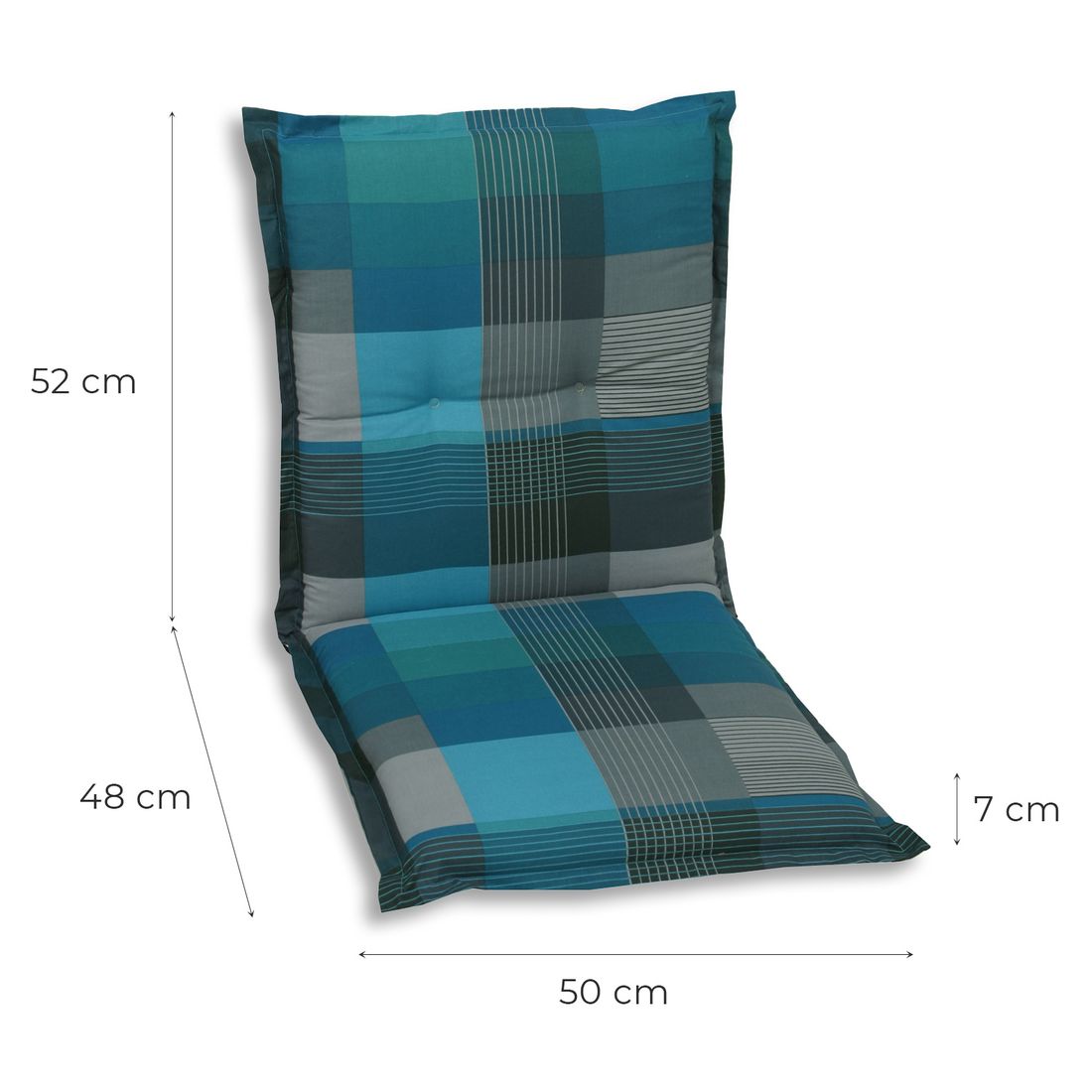 Lavrygg stolpute 50x100 cm blandet stoff blå bakside