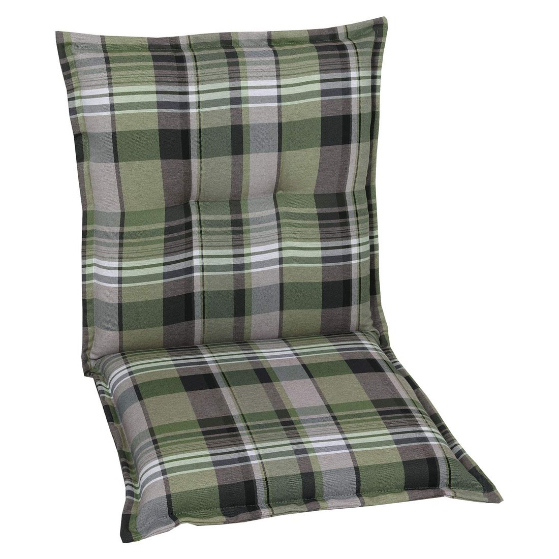 Lavrygg stolpute 50x100 cm polyester grønn rute forfra