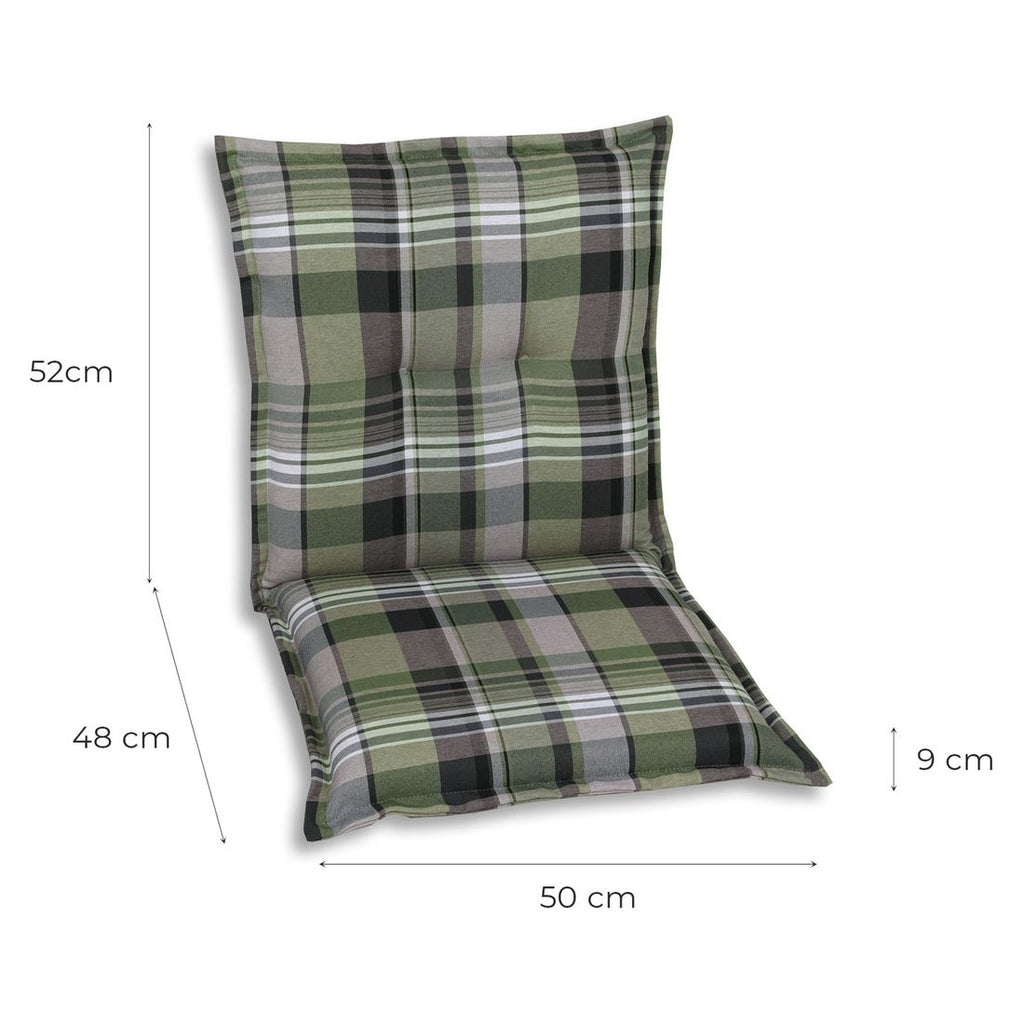 Lavrygg stolpute 50x100 cm polyester grønn rute bakside
