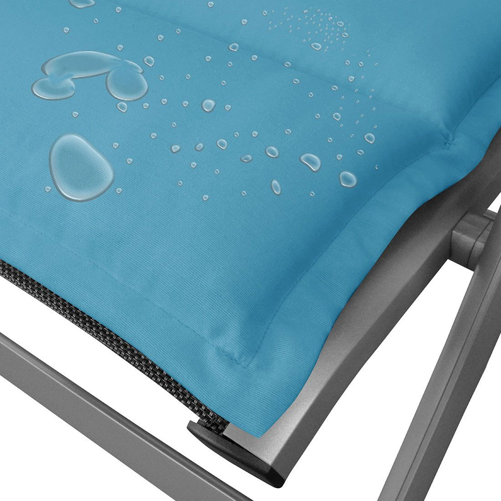 Detalj av Lavrygg stolpute 50x98 cm lysblå blandingsstoff - OUTLIV tekstil
