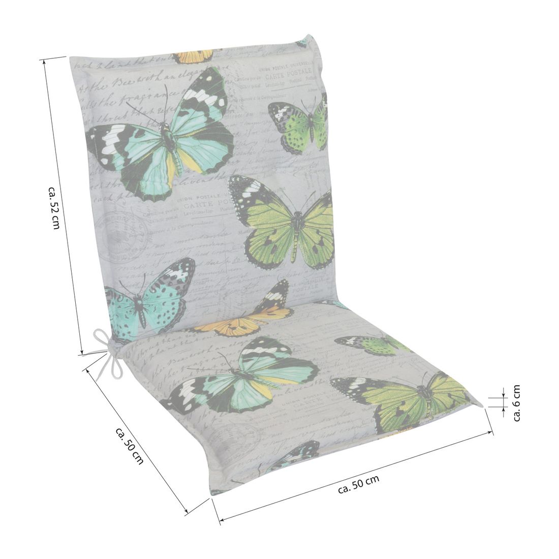 Lavrygg stolpute Florence 50x102 cm bomull natur bakside