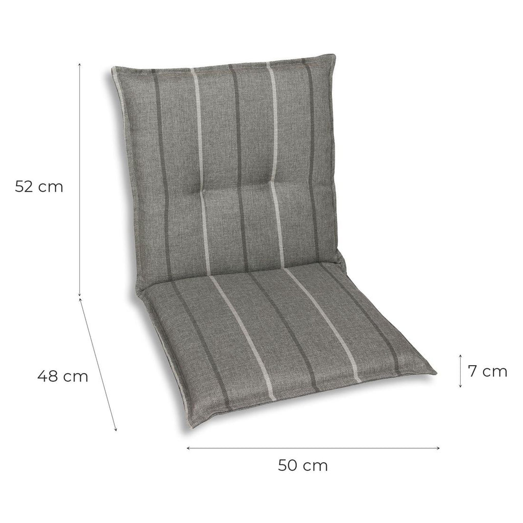 Lavrygg stolpute olefin grå mønstret 50x100 cm montert på stol