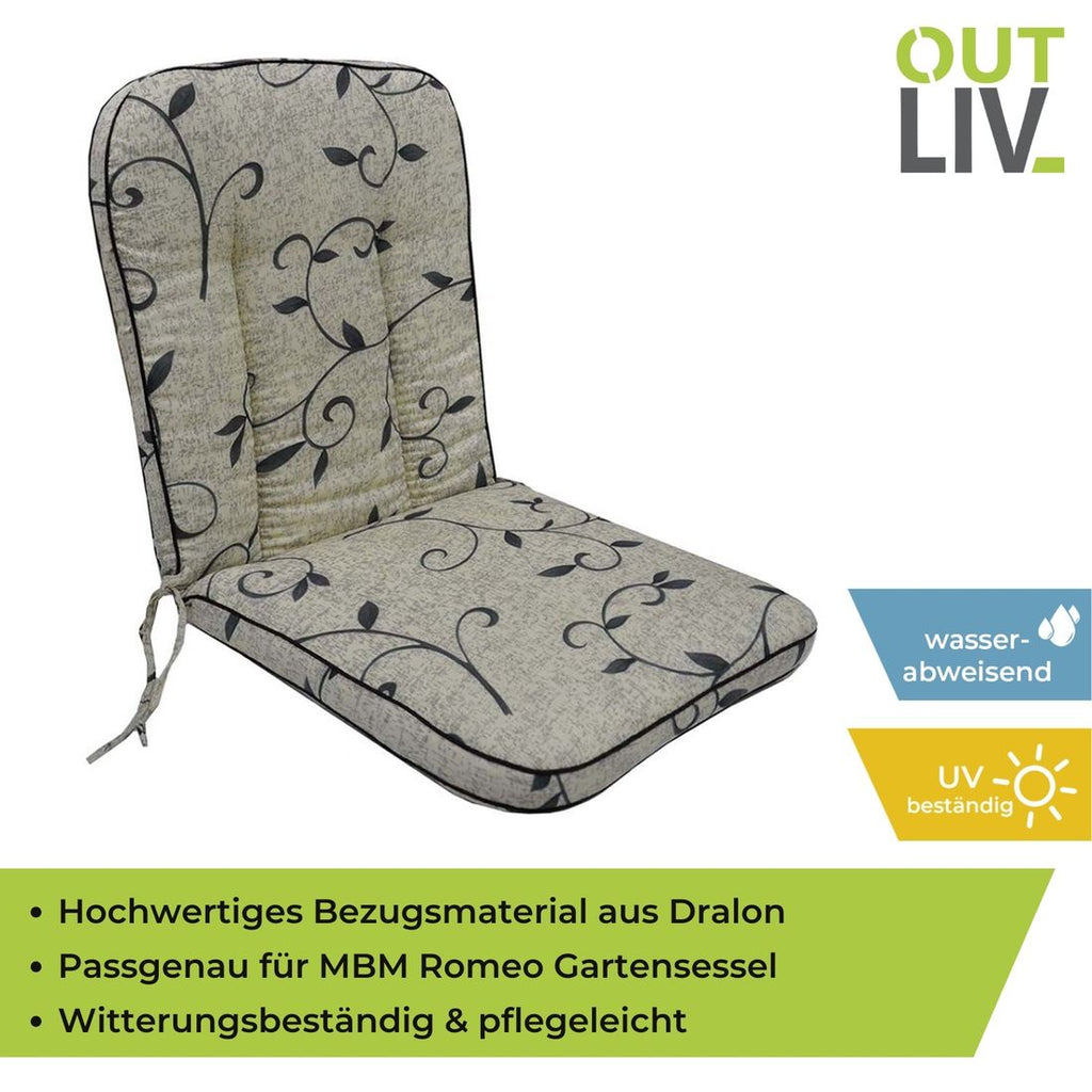 Lavrygg stolpute Romeo 40x90 cm Dralon detalj av stoff