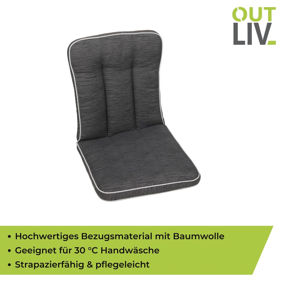 Lavrygg stolpute Romeo blandingsstoff 42x90 cm detalj