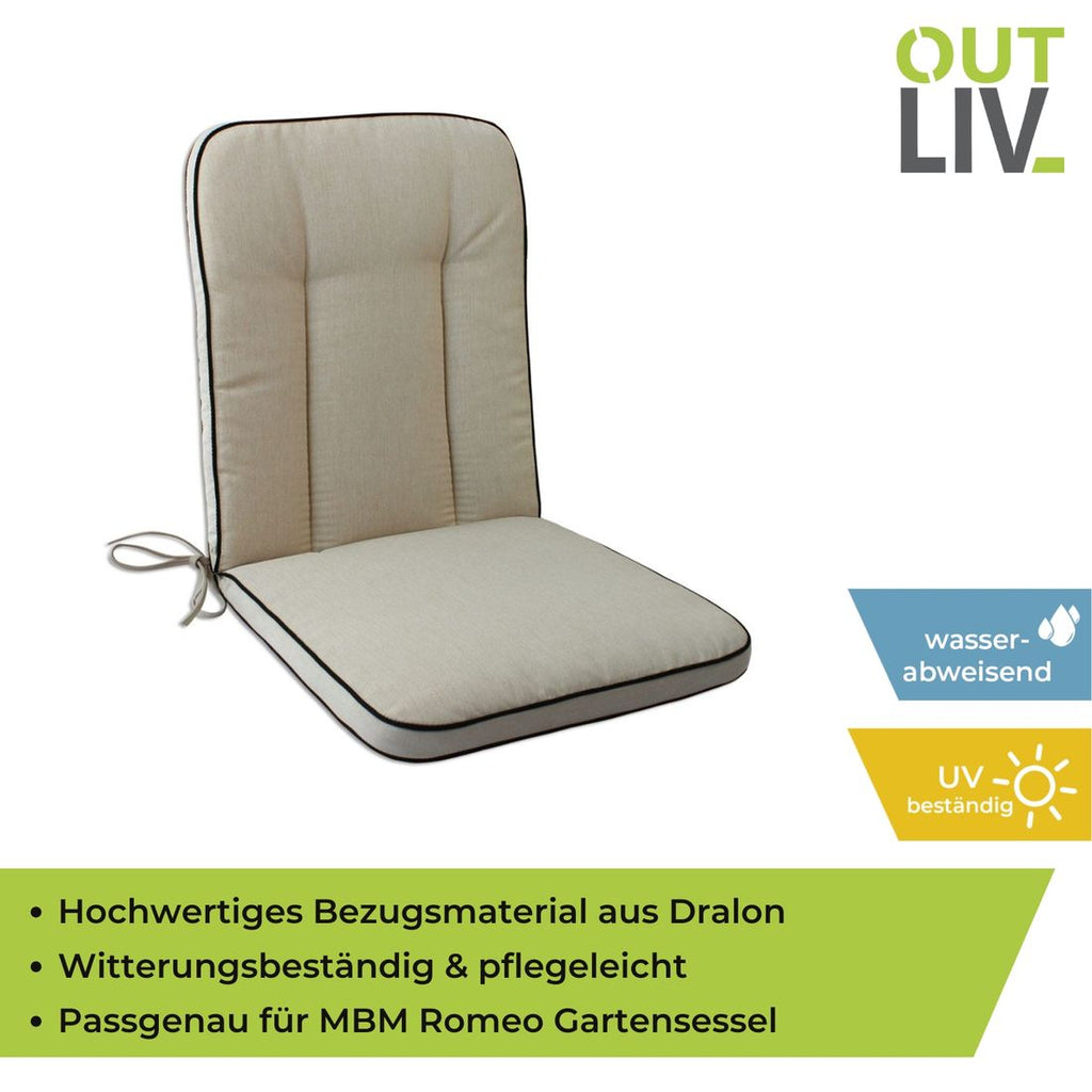 Lavrygg stolpute Romeo dralon 40x90 cm montert på stol